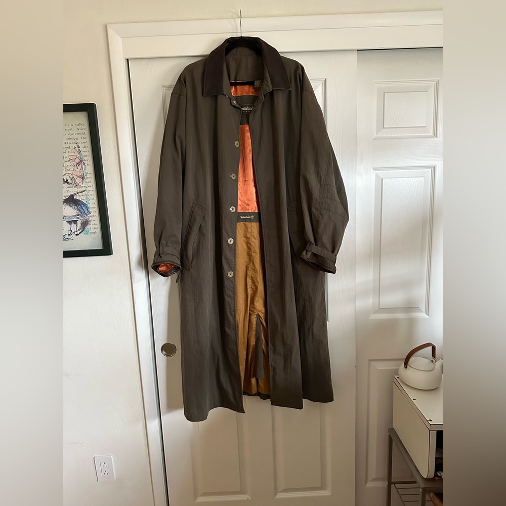 Vintage Timberland Weathergear Olive Trench Coat · Size L